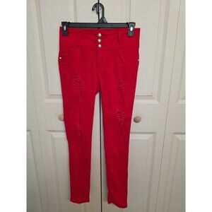 Silver Diva Colombian Butt Lift Push Up Red Skinny Jeans Size 9 High Waist Stret